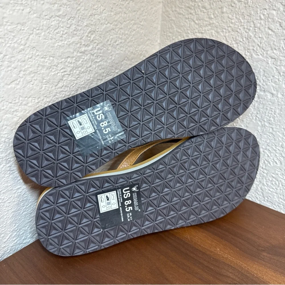 New KuaiLu Women's Flip Flops Sandals Tan Brown Foam Thong Sz 8.5 Yoga Beach